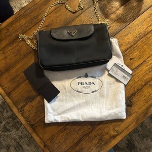 Prada Black Crossbody Bag with Gold Chain